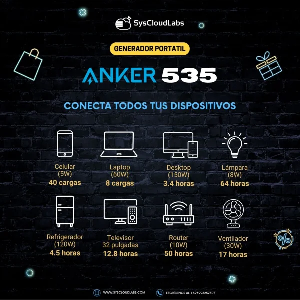 Anker 535 Estación de energía portátil, 512Wh, potencia 500W - Imagen 2