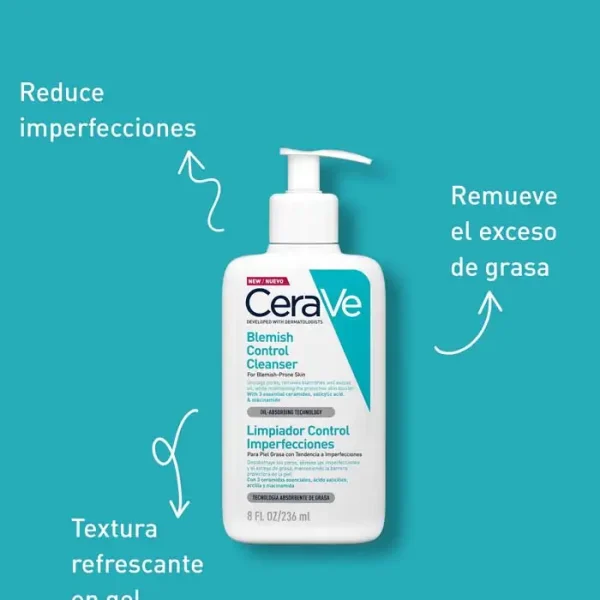CeraVe Limpiador Control Imperfecciones | Limpiador Anti-Acné con Ácido Salicílico - Imagen 3