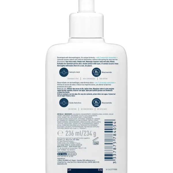 CeraVe Limpiador Control Imperfecciones | Limpiador Anti-Acné con Ácido Salicílico - Imagen 2