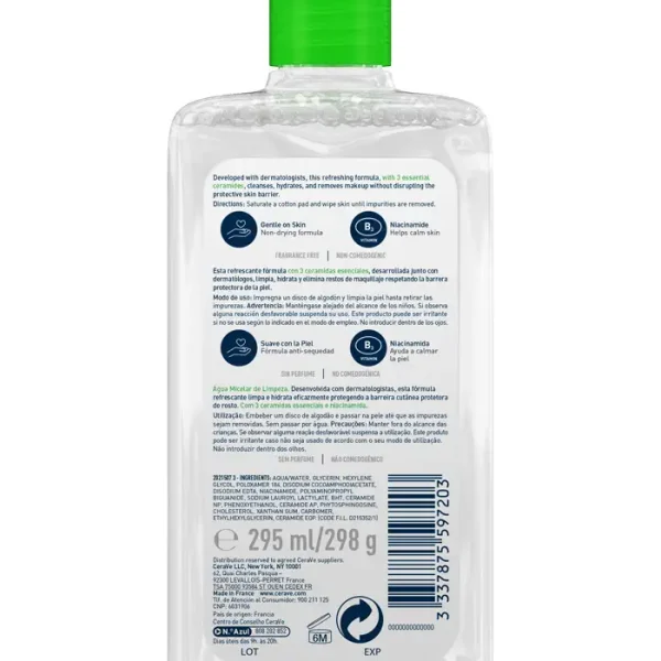 CeraVe Agua Micelar Limpiadora | Hidratación y Limpieza Facial Suave - Imagen 2